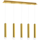 Suspension GOLDIE 5 tubes métal doré alignés blanc neutre 4000L 1750Lm 25W Design chic 