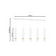 Suspension JOKER 5 tubes alignés métal blanc anneau doré GU10 Minimaliste 