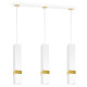 Suspension VIDAR 3 tubes rectangle métal blanc bande doré GU10 