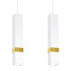 Suspension VIDAR 3 tubes rectangle métal blanc bande doré GU10 