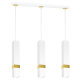 Suspension VIDAR 3 tubes rectangle métal blanc bande doré GU10 