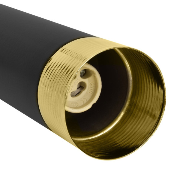 Suspension DANI tube métal noir et doré miniGU10 Industriel 