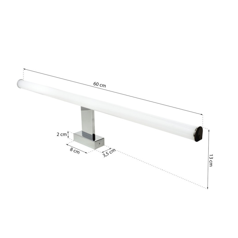 Applique murale salle de bain DUNA 60cm chromé LED blanc neutre 4000k 966Lm 13,8W Minimaliste 