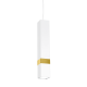 Suspension VIDAR tube rectangle métal blanc bande doré GU11 