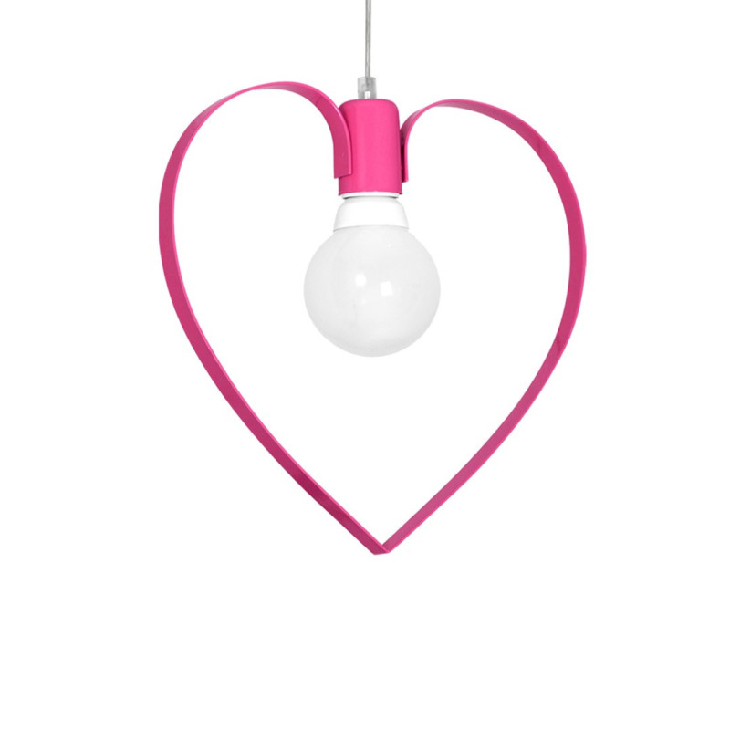 Suspension AMORE cœur métal fuschia E27 Enfant 