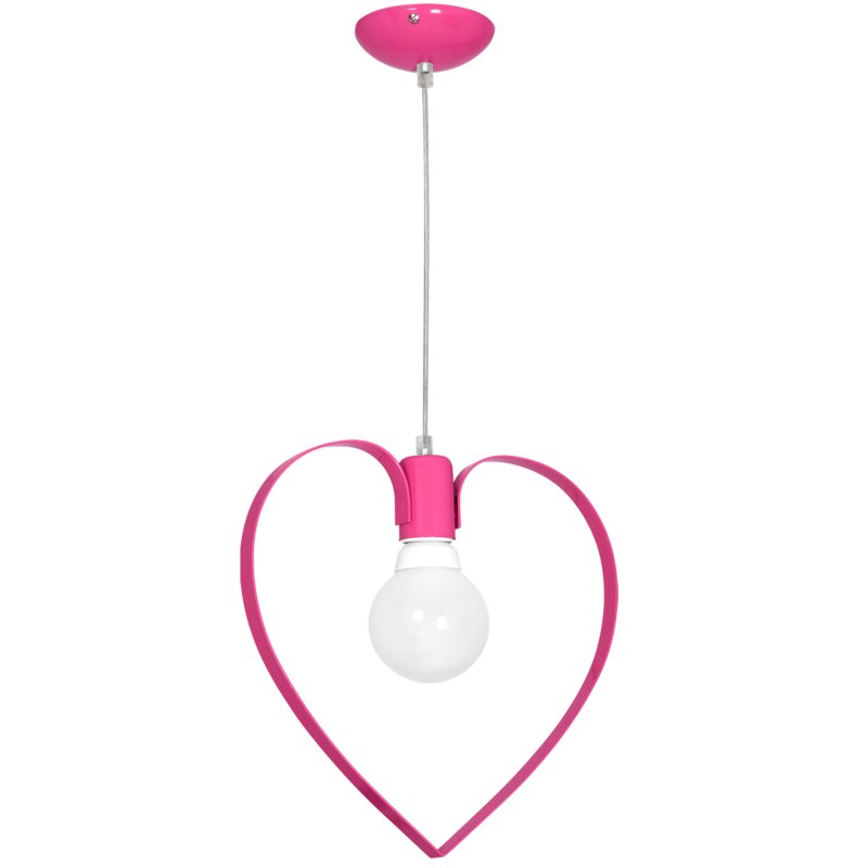 Suspension AMORE cœur métal fuschia E27 Enfant 