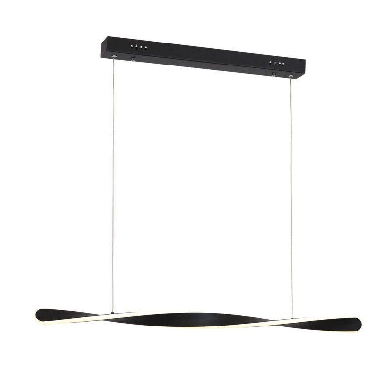 Suspension SWIRL barre torsadée 90cm noir hauteur réglable LED blanc neutre 24W Design chic 