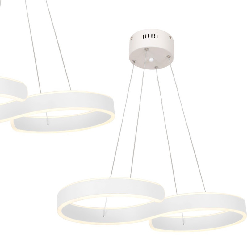 Suspension INFINITY bande lumineuse forme S infini Blanc LED 60W blanc neutre 3600Lm Design chic 