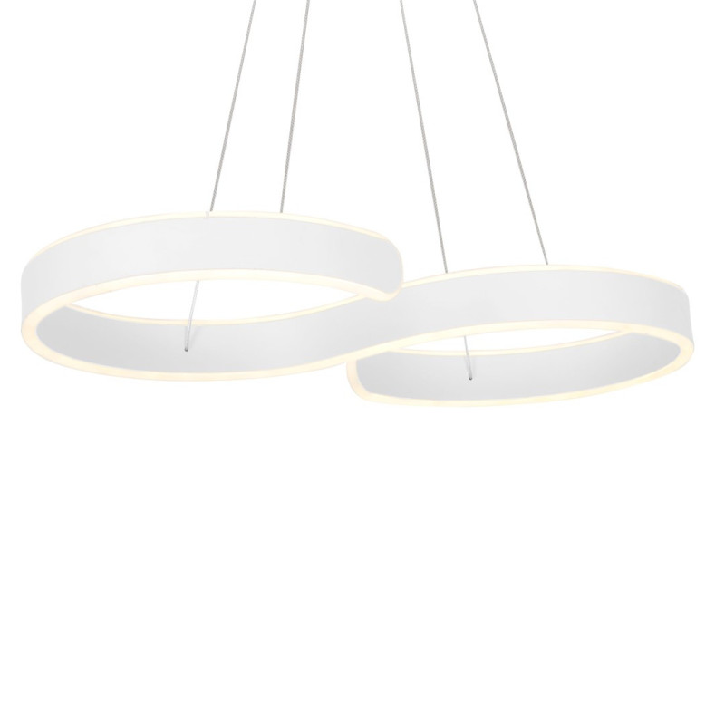 Suspension INFINITY bande lumineuse forme S infini Blanc LED 60W blanc neutre 3600Lm Design chic 