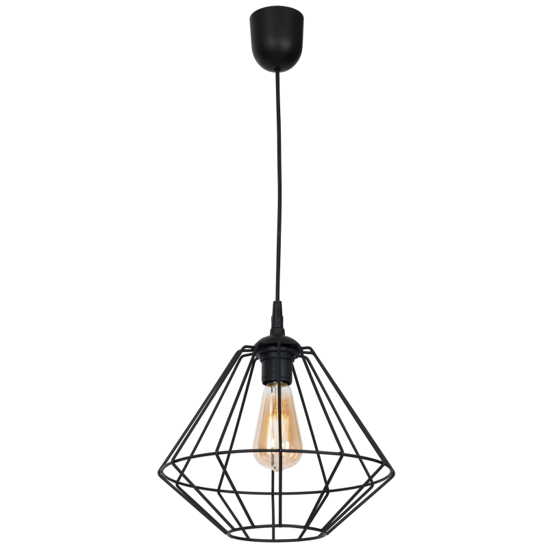 Suspension COLIN cage forme diamant métallique noir E27 Bohème 