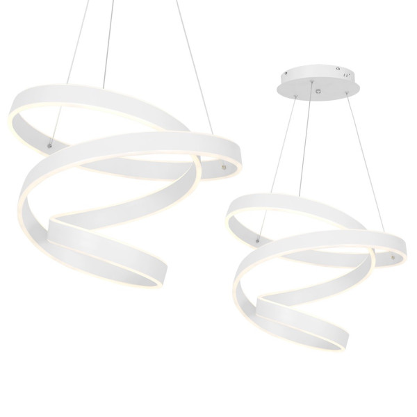Suspension ANDROMEDA bande lumineuse odulée verticale blanche LED blanc neutre 100W Design chic 
