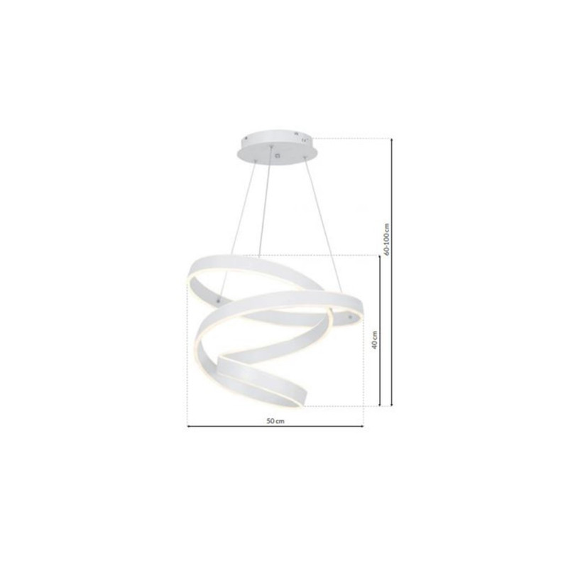 Suspension ANDROMEDA bande lumineuse odulée verticale blanche LED blanc neutre 100W Design chic 