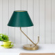 Lampe à poser VICTORIA abat-jour tissu vert pied métal laiton E27 Design chic 