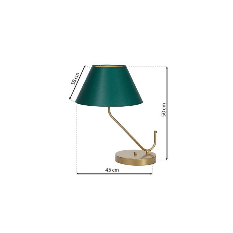 Lampe à poser VICTORIA abat-jour tissu vert pied métal laiton E27 Design chic 