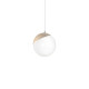 Suspension SFERA boule bois et verre blanc E14 base métal blanc Design chic 