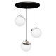 Suspension SPARTA 3 boules dorées verre blanc E14 base ronde métal noir Design chic 