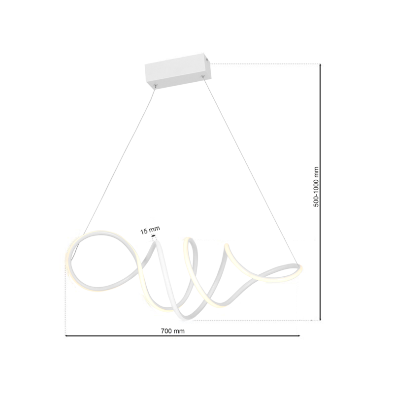 Suspension LOCA bande lumineuse odulée horizontale blanc LED blanc neutre 56W 3360Lm Design chic 