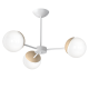 Plafonnier SFERA 3 branches étoile atome métal blanc boules bois et verre blanc E14 Design chic 