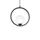 Suspension BOSTON 3 cercles métal noir alignés boules blanches E14 hauteur réglable Design chic 