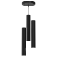 Suspension HUDSON 3 tubes métal noir base ronde GU10 Minimaliste 