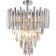 Plafonnier MADISON couronne de cylindres métal chromé et cascade de cristaux rectangulaires E14 Vintage 
