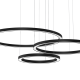 Suspension GALAXIA 3 cercles lumineux noir horizonta LED blanc chaud 3500k 5100Lm 85W Design chic 