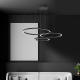 Suspension GALAXIA 3 cercles lumineux noir horizonta LED blanc chaud 3500k 5100Lm 85W Design chic 