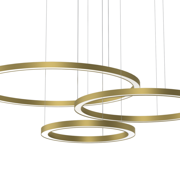 Suspension GALAXIA 3 cercles lumineux doré horizonta LED blanc chaud 3500k 5100Lm 85W Design chic 