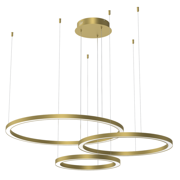 Suspension GALAXIA 3 cercles lumineux doré horizonta LED blanc chaud 3500k 5100Lm 85W Design chic 