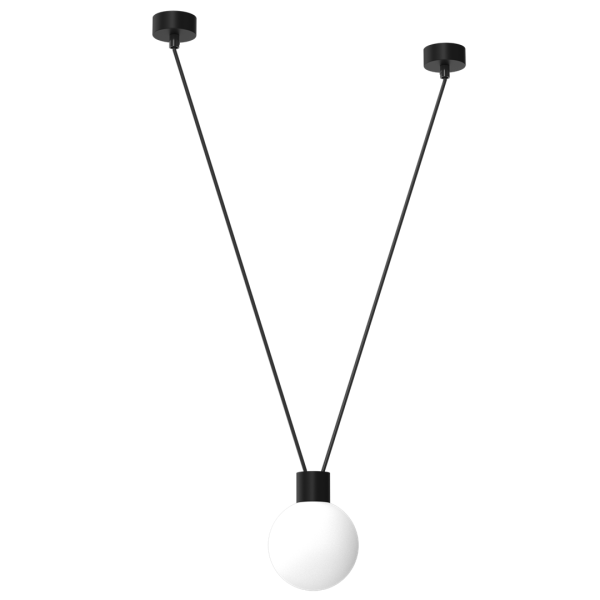 Suspension CAPRI métal noir câble V boule plastique blanc G9 Industriel 