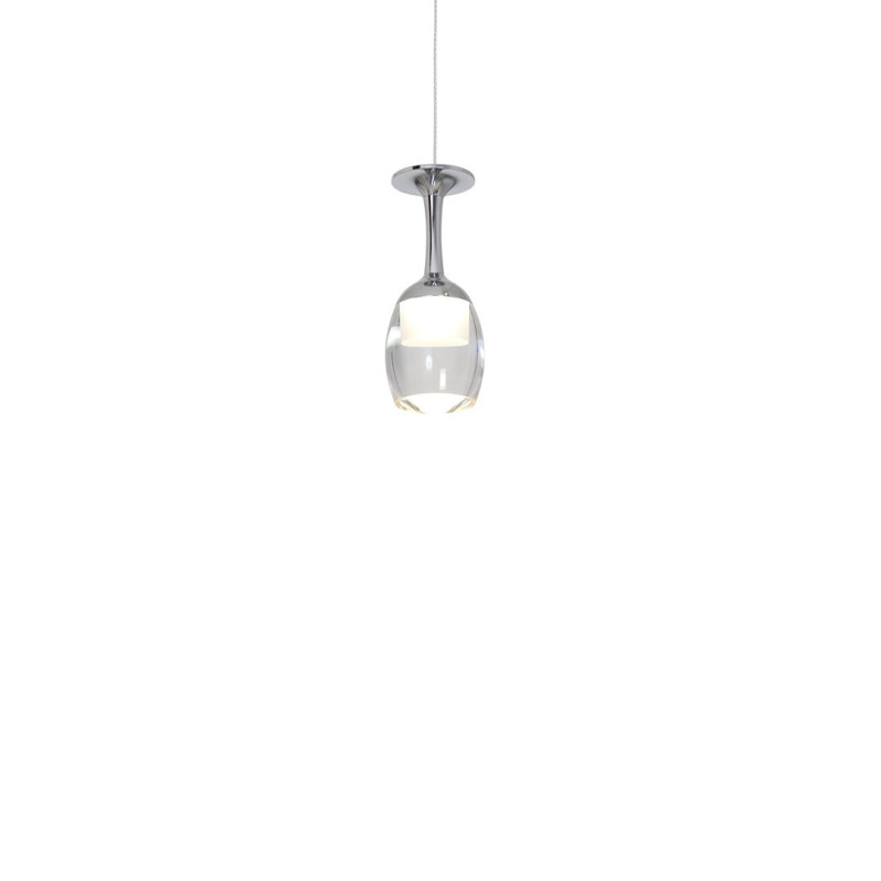 Suspension COPPA chromé verre à pied LED 5W blanc neutre 4000k 1050Lm Design chic 