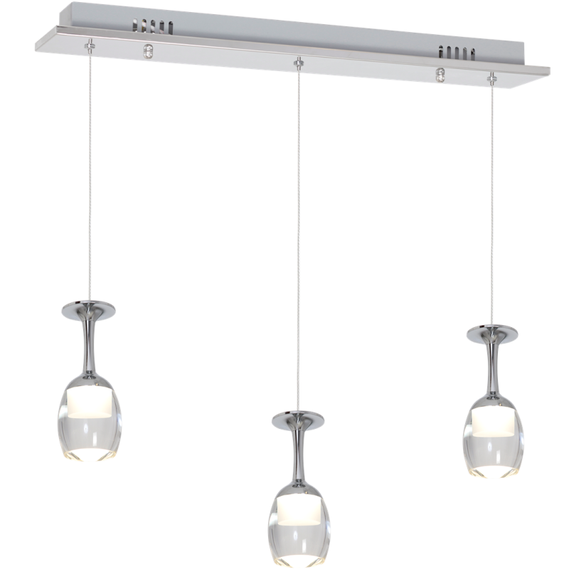 Suspension COPPA chromé verre à pied LED 5W blanc neutre 4000k 1050Lm Design chic 