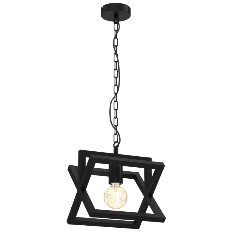 Suspension métal noir ARNOLD carré 25cm E27 Industriel 