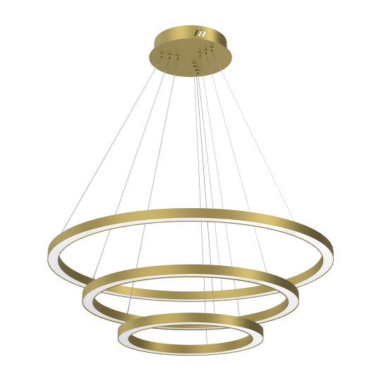 Suspension GALAXIA 3 cercles lumineux doré entrelacés LED blanc neutre 5100Lm 85W Design chic 