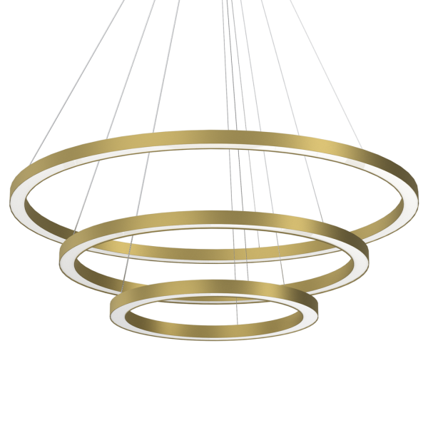 Suspension GALAXIA 3 cercles lumineux doré entrelacés LED blanc neutre 5100Lm 85W Design chic 