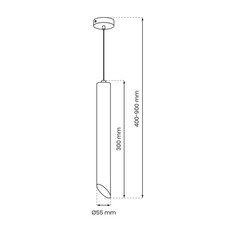 Suspension CORTE tube métal noir GU10 Minimaliste 