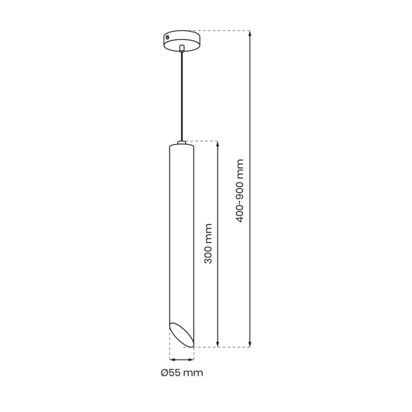 Suspension CORTE tube métal noir GU10 Minimaliste 