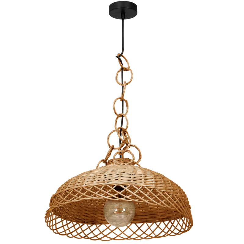 Suspension VIMINI abat-jour 44cm cloche rotin E27 Nature Bohème 