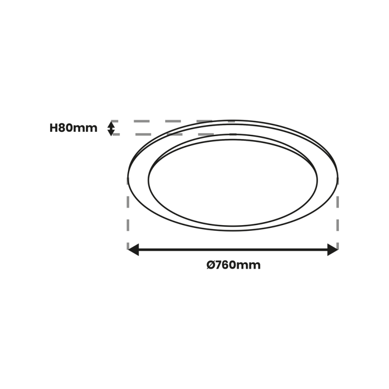 Plafonnier ONTARIO rond 76cm plastique blanc LED 80W CCT changement couleur 3000k à 6000k dimmable 6000Lm 