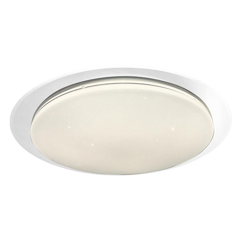 Plafonnier ONTARIO rond 40cm plastique blanc LED 24W CCT changement couleur 3000k à 6000k dimmable 1800Lm 