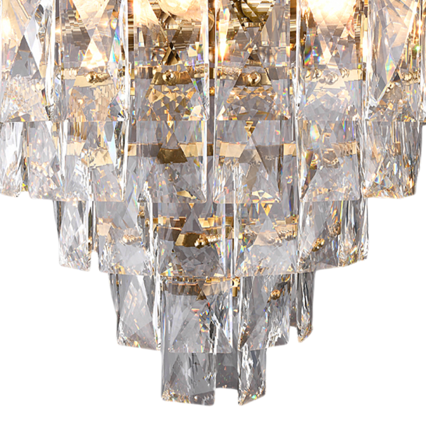 Plafonnier CHELSEA dome inversé de cristaux sur base métal doré E14 Vintage 
