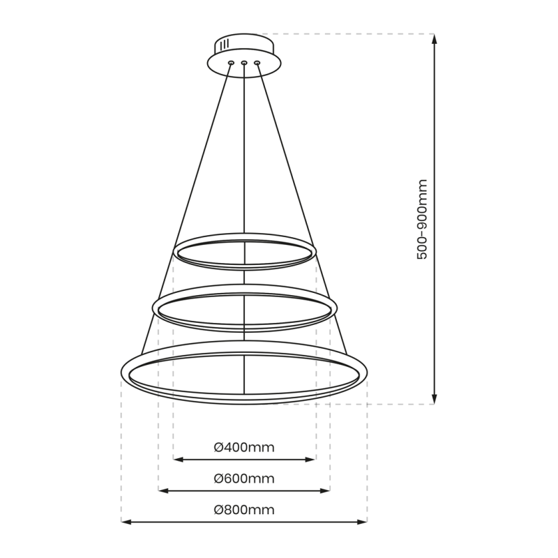 Suspension ROTONDA 3 cercles lumineux chromé entrelacés LED blanc neutre 4650Lm 93W Design chic 