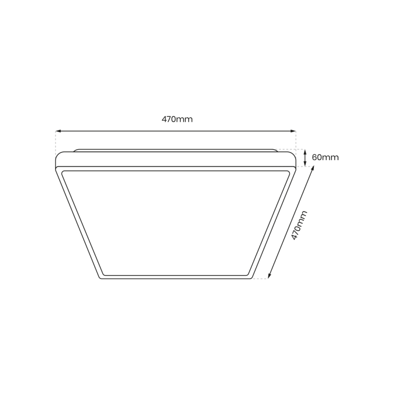 Plafonnier FABIO carré 47 cm noir et blanc LED blanc neutre 4000K 35W Minimaliste 