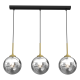 Suspension REFLEX 3 boules verre fumé miroir doré E14 et E27 Design chic 