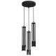 Suspension ESTILO 3 tubes métal noir ajouré détail doré U10 base ronde Minimaliste 
