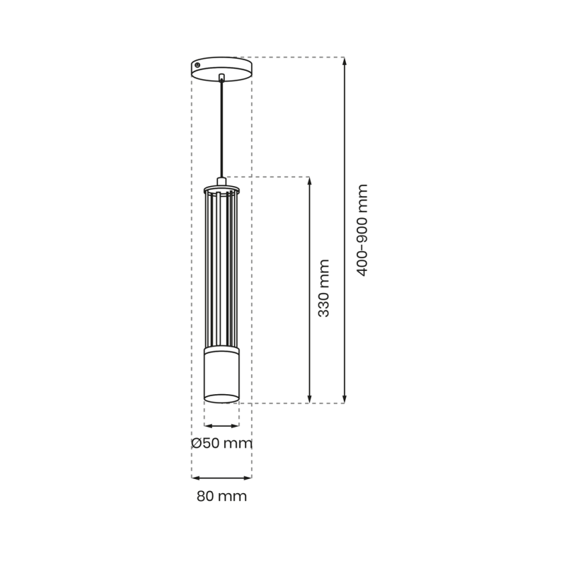 Suspension ESTILO tube métal noir ajouré détail doré U10 Minimaliste 