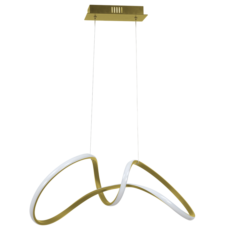 Suspension TESORO bande lumineuse vague doré LED blanc neutre 48W 2400lm Design chic 