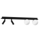 Plafonnier SIRIO barre horizontale métal noir 2 spots 2 boules verre blanc G9 Design chic 