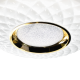 Plafonnier TOKYO 50cm rond blanc effet matelassé anneau doré LED CCT 3000k à 6000k 48W avec télécommande 