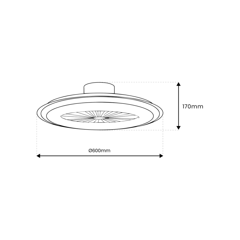 Plafonnier LED ZONDA avec ventilateur blanc noir 48W CCT 3000k à 6000k et télécommande 